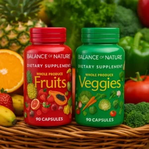 Balance of Nature Fruits & Veggies Supplement – 1 Pack (90 Fruit & 90 Veggie Capsules)