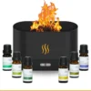 LEOM Flame Essential Oil Diffuser + 6 Essential Oils (Black)